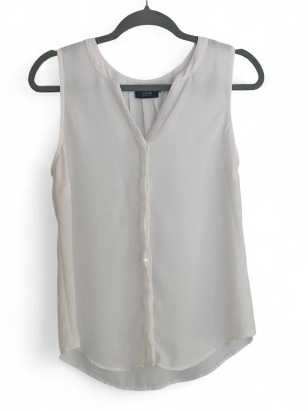 Apt. 9 Essentials Women's White Pleated Chiffon V-Neck Button Blouse, S